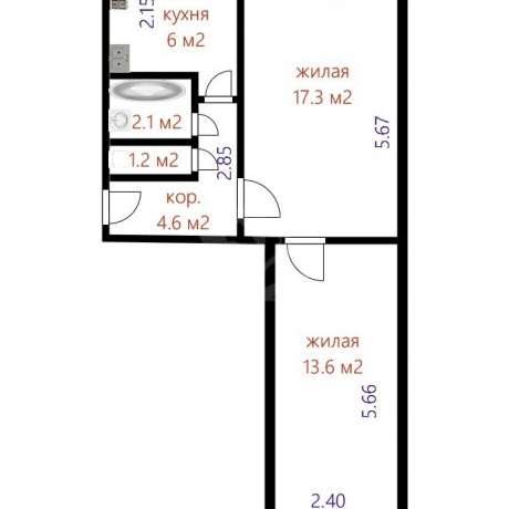 Фотография 2-комнатная квартира по адресу Пушкина просп., д. 71 - 19