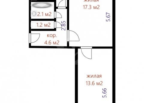 2-комнатная квартира по адресу Пушкина просп., д. 71 - фото 19