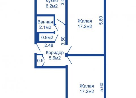 2-комнатная квартира по адресу Калиновского ул., д. 59 - фото 1