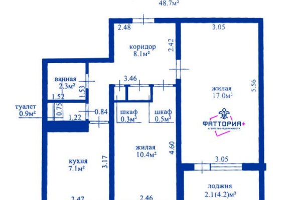 2-комнатная квартира по адресу Рокоссовского просп., д. 114 - фото 1