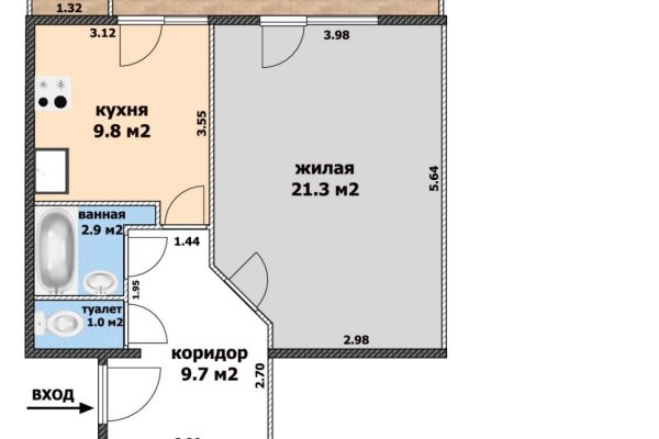 2-комнатная квартира по адресу Школьная ул., д. 4 к. Б - фото 1