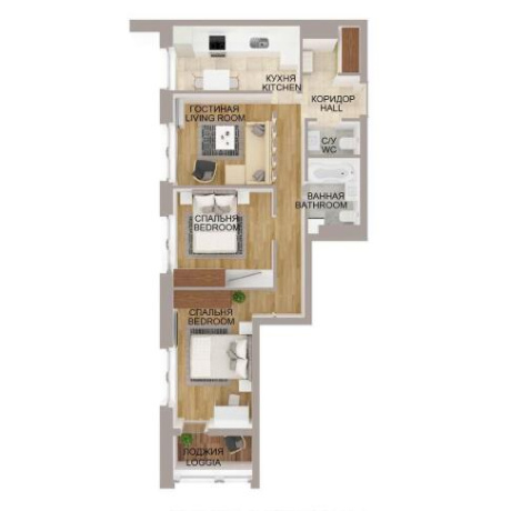 Фотография 3-комнатная квартира по адресу Лейтенанта Кижеватова ул., д. 3 к. А - фото 1