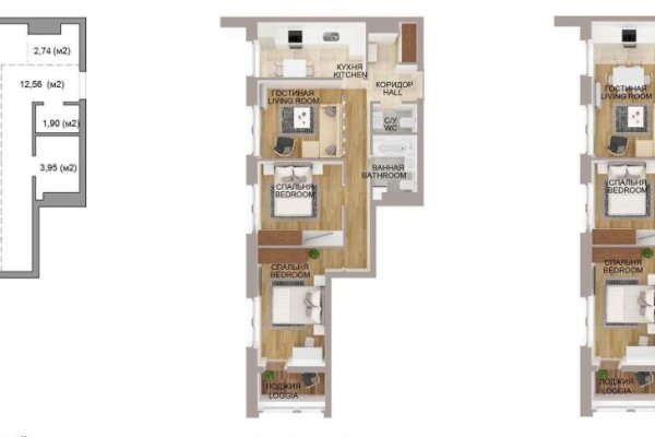 3-комнатная квартира по адресу Лейтенанта Кижеватова ул., д. 3 к. А - фото 1