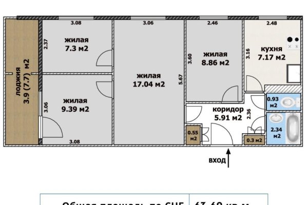 4-комнатная квартира по адресу Рокоссовского просп., д. 83 - фото 1