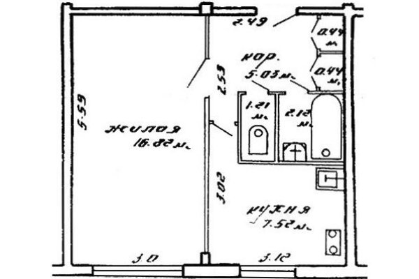 1-комнатная квартира по адресу Одоевского ул., д. 38 - фото 11