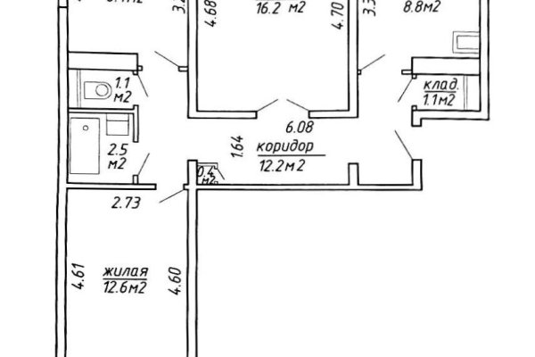 3-комнатная квартира по адресу Якубовского ул., д. 28 к. 1 - фото 14