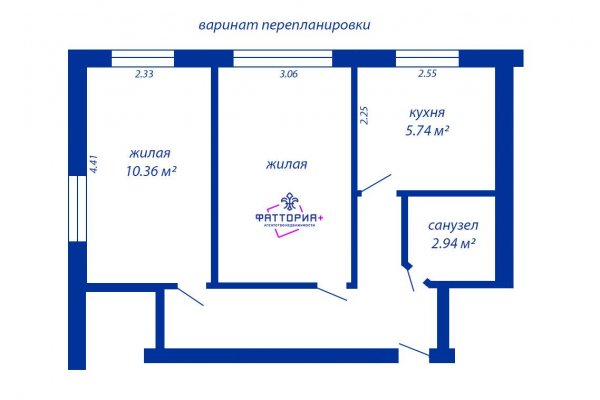 2-комнатная квартира по адресу Коласа ул., д. 55 к. 2 - фото 10