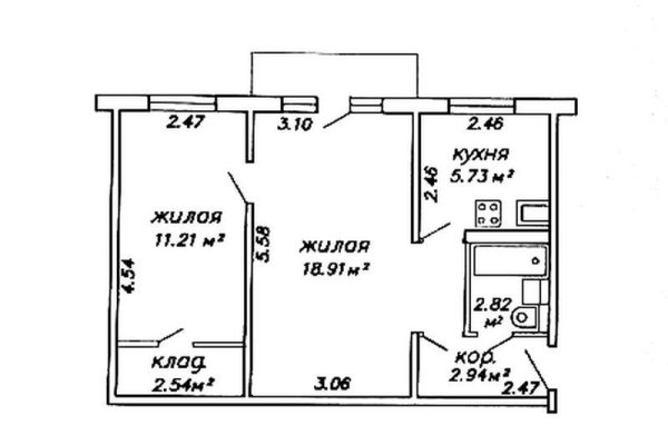 2-комнатная квартира по адресу Гая ул., д. 13 - фото 20