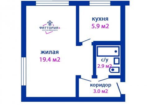 1-комнатная квартира по адресу Кнорина ул., д. 4 - фото 12