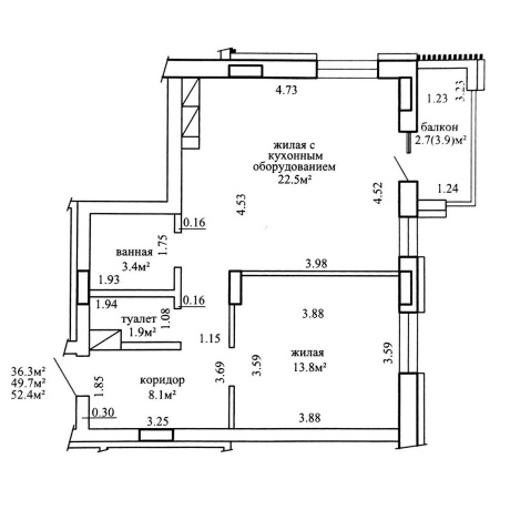 Фотография 2-комнатная квартира по адресу Нововиленская ул., д. 51 - фото 17