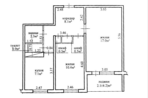 2-комнатная квартира по адресу Рокоссовского просп., д. 114 - фото 15
