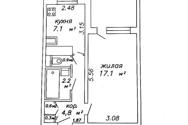 1-комнатная квартира по адресу Сухаревская ул., д. 32 - фото 15