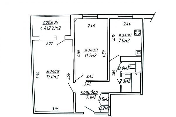 2-комнатная квартира по адресу Герасименко ул., д. 58 к. 1 - фото 2