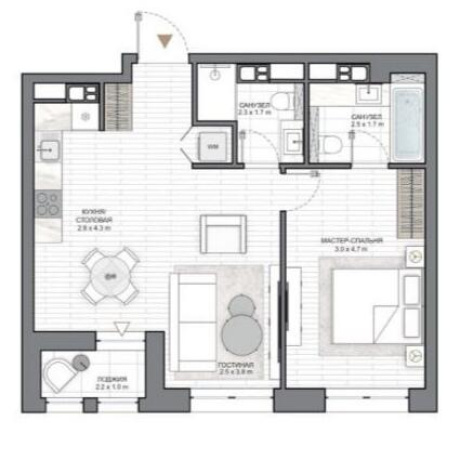 Фотография 2-комнатная квартира по адресу Виталия Цвирко ул., д. 69 - фото 14