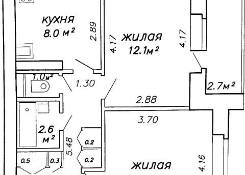 2-комнатная квартира по адресу Победителей просп., д. 47 к. 1 - фото 8