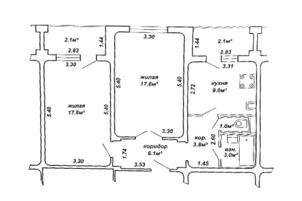 2-комнатная квартира по адресу Багратиона ул., д. 69 - фото 13