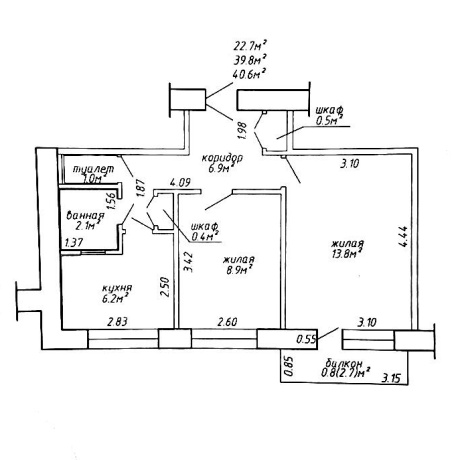 Фотография 2-комнатная квартира по адресу Козыревская ул., д. 23 - фото 2