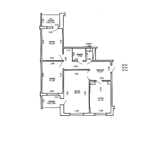 Фотография 3-комнатная квартира по адресу Лучины ул., д. 38 - фото 2