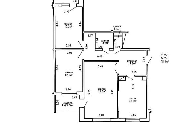 3-комнатная квартира по адресу Лучины ул., д. 38 - фото 18