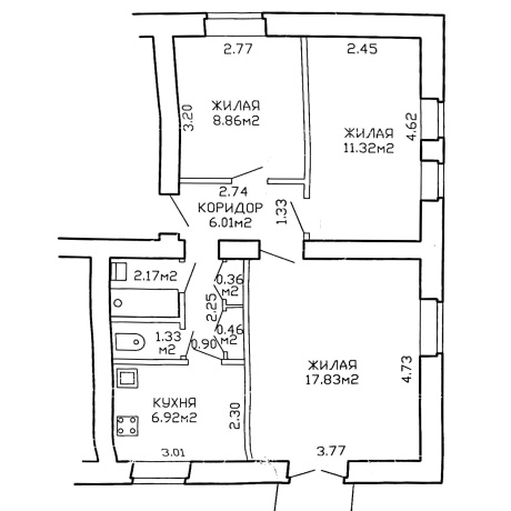 Фотография 3-комнатная квартира по адресу Жилуновича ул., д. 20 - фото 17