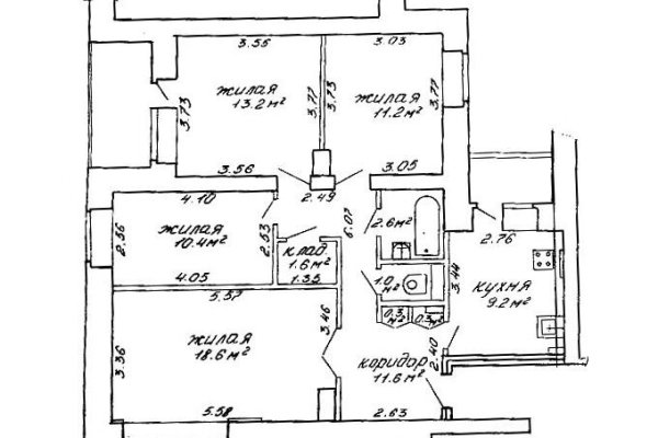 4-комнатная квартира по адресу Воронянского ул., д. 50 к. 3 - фото 3