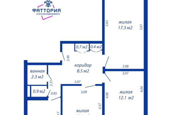 3-комнатная квартира по адресу Одинцова ул., д. 36 к. 1 - фото 1