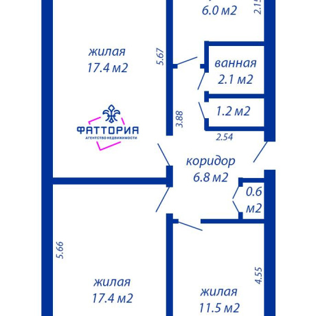 Фотография 3-комнатная квартира по адресу Пушкина просп., д. 69 - фото 1