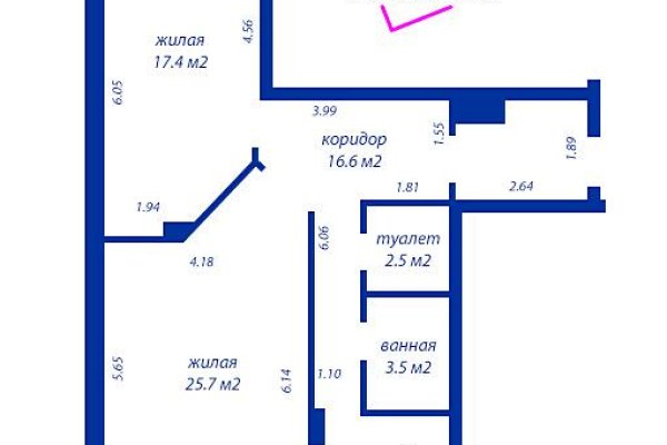 2-комнатная квартира по адресу Лобанка ул., д. 14 - фото 2