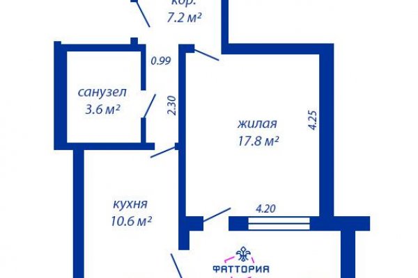 1-комнатная квартира по адресу Бурдейного ул., д. 37 - фото 2