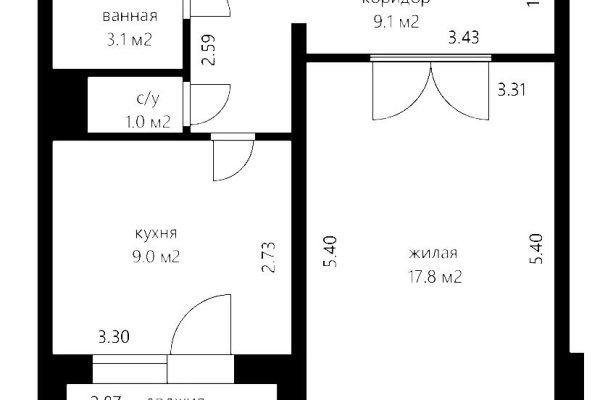 1-комнатная квартира по адресу Космонавтов ул., д. 34 - фото 15