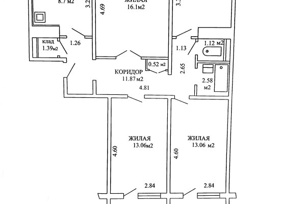 4-комнатная квартира по адресу Рокоссовского просп., д. 81 - фото 19