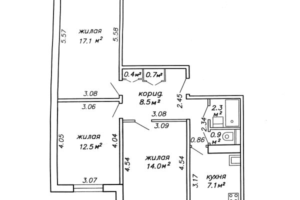 3-комнатная квартира по адресу Кунцевщина ул., д. 36 - фото 13