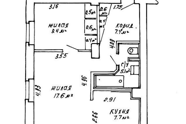 2-комнатная квартира по адресу Мясникова ул., д. 35 - фото 17