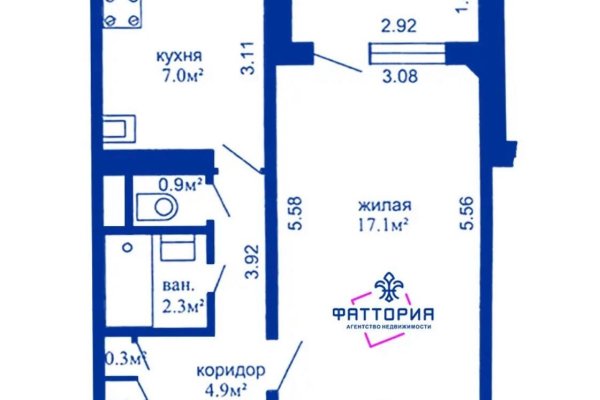 1-комнатная квартира по адресу Звязда газеты просп., д. 56 - фото 6