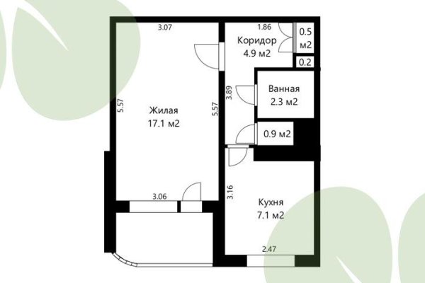 1-комнатная квартира по адресу Никифорова ул., д. 7 - фото 1