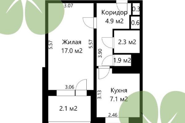 1-комнатная квартира по адресу Слободская ул., д. 15 - фото 1