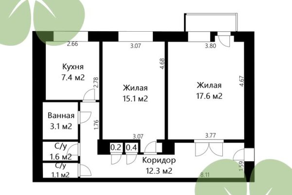 2-комнатная квартира по адресу Коласа ул., д. 36 - фото 1