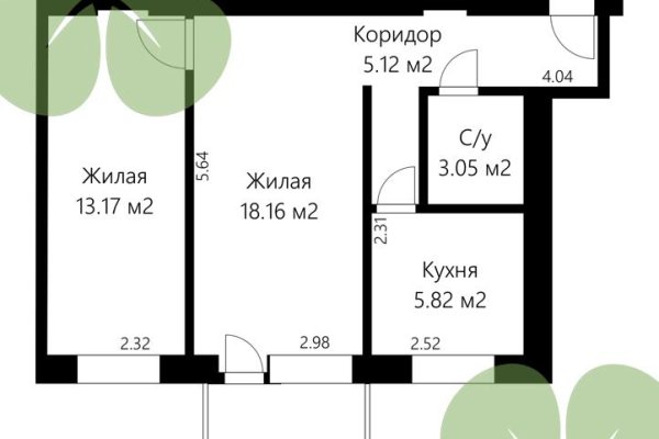 2-комнатная квартира по адресу Машерова просп., д. 14 - фото 1