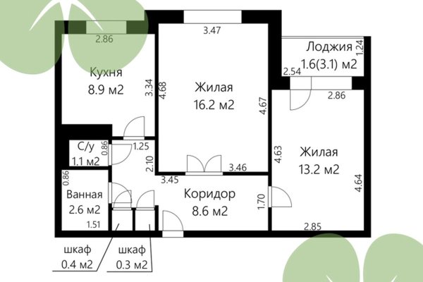 2-комнатная квартира по адресу Рафиева ул., д. 81 - фото 1