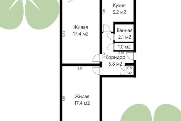 2-комнатная квартира по адресу Рокоссовского просп., д. 53 - фото 1