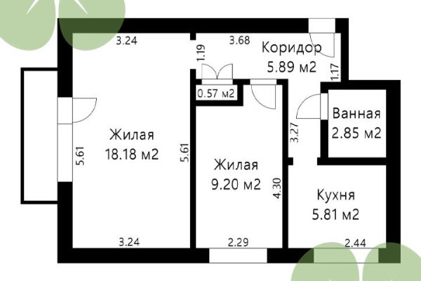 2-комнатная квартира по адресу Волоха ул., д. 33 - фото 1