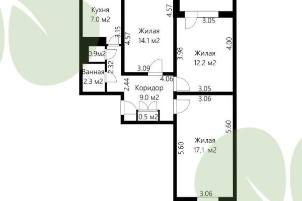 3-комнатная квартира по адресу Рогачевская ул., д. 1 - фото 1