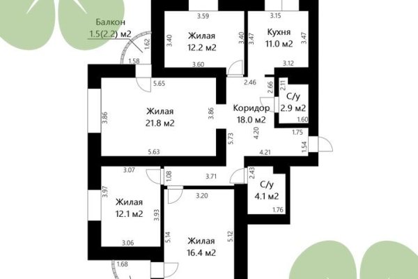 4-комнатная квартира по адресу Жуковского ул., д. 4 - фото 17