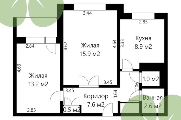 2-комнатная квартира по адресу Бурдейного ул., д. 17 - фото 17