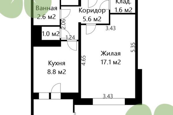 1-комнатная квартира по адресу Жуковского ул., д. 19 - фото 2