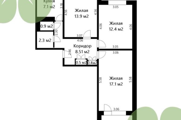 3-комнатная квартира по адресу Белецкого ул., д. 40 - фото 2