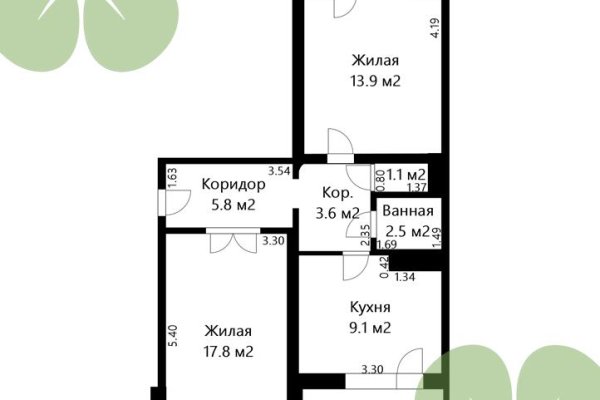2-комнатная квартира по адресу Военный Городок ул., д. 223 - фото 14