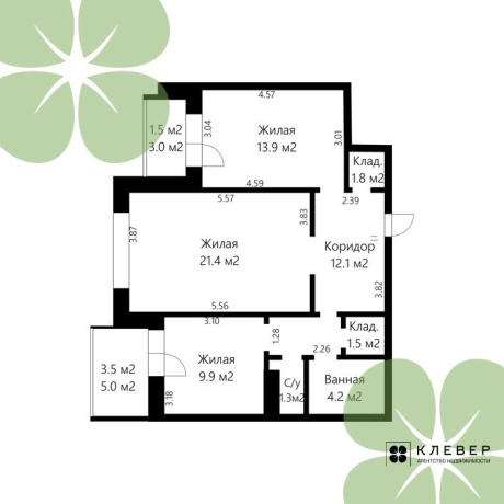 Фотография 2-комнатная квартира по адресу Беломорская ул., д. 4 к. А - фото 15