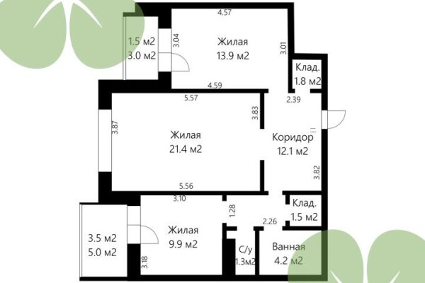 2-комнатная квартира по адресу Беломорская ул., д. 4 к. А - фото 15