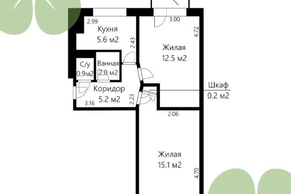 2-комнатная квартира по адресу Пономарева ул., д. 4 к. А - фото 19